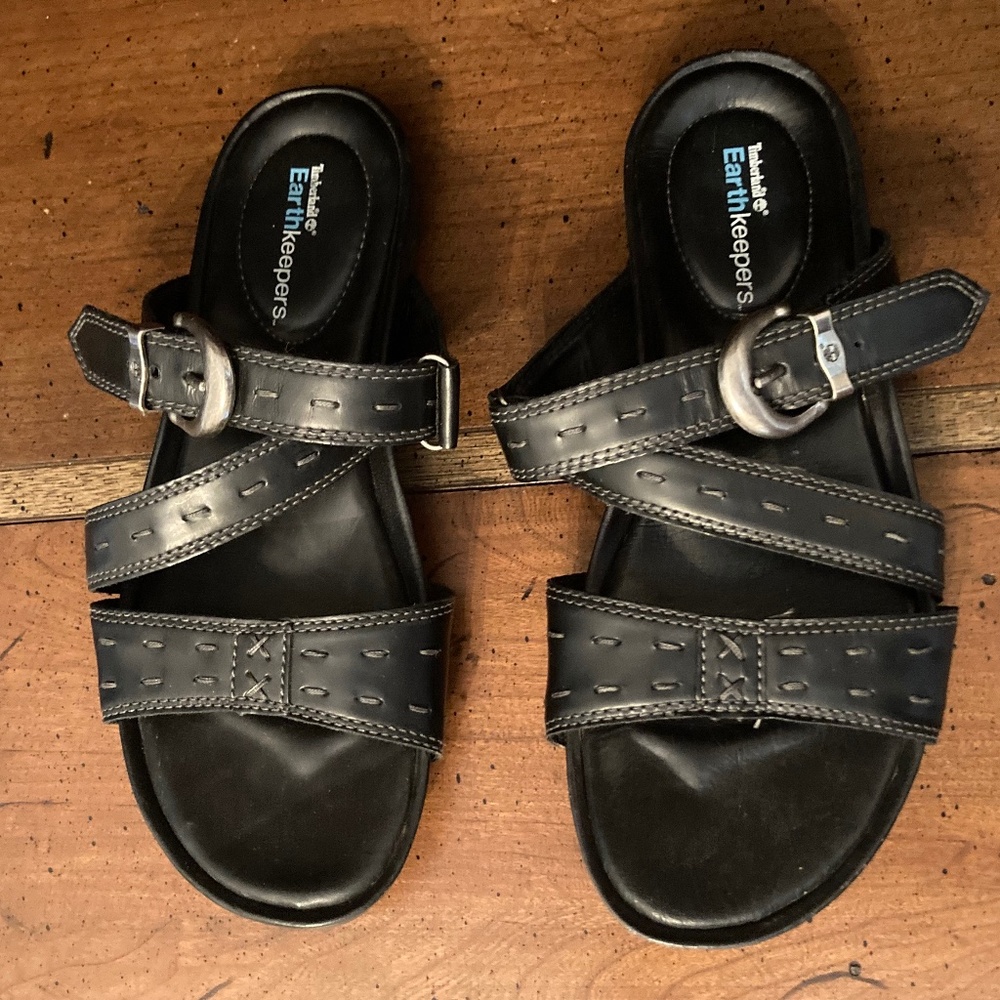 Timberland Earthkeepers Black Slip On Sandals Genuine Leather SIZE 7M